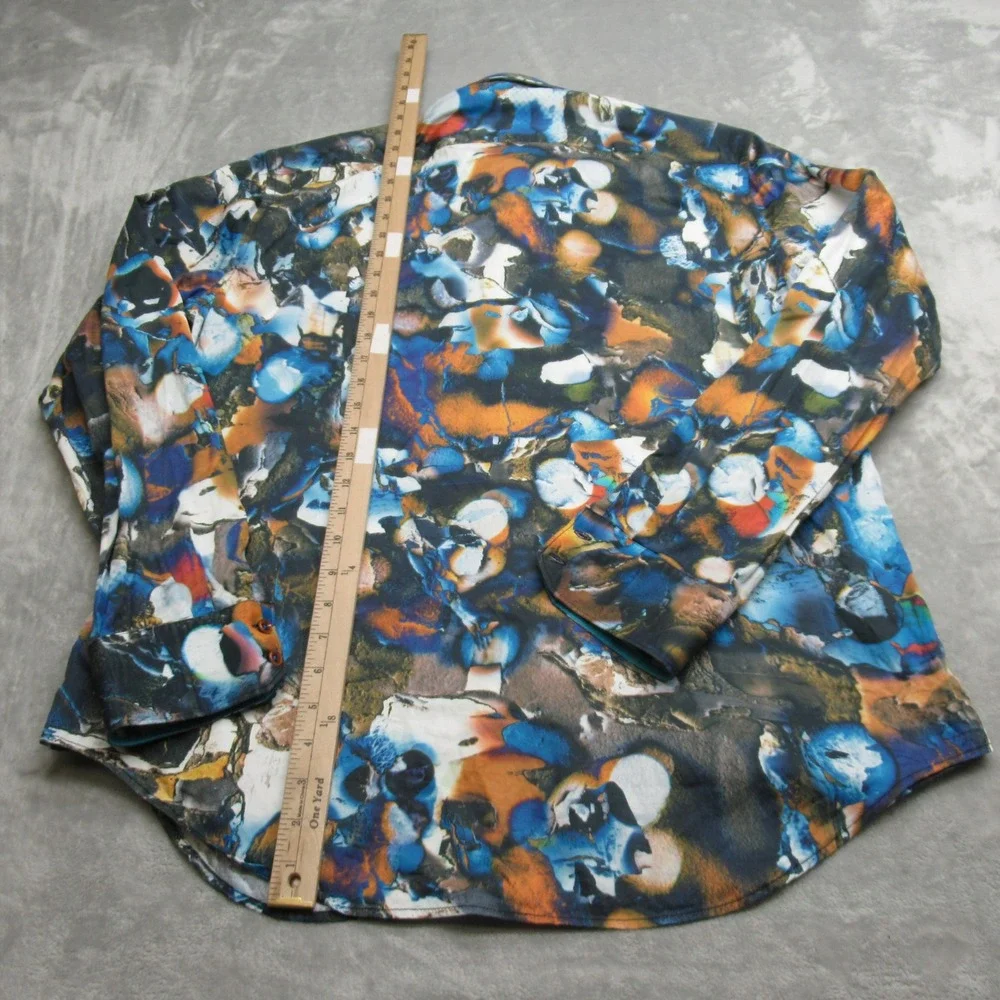 Robert Graham Shirt Mens XL Blue Abstract Classic Flip Cuff Button Down VTG Rare - Picture 13 of 16